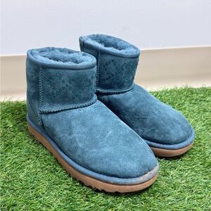 UGG Rhinestone Blue Suede Ankle Boots